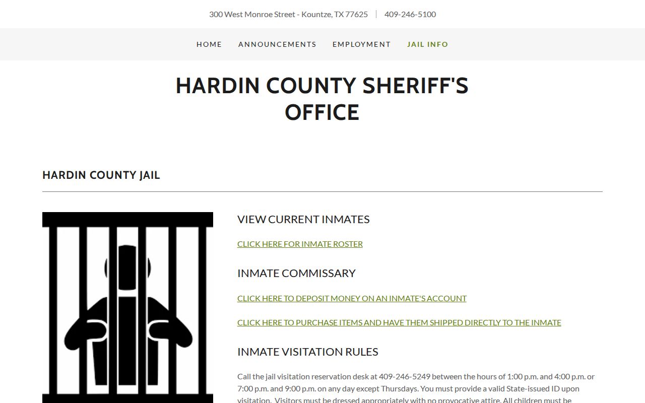 Hardin County Jail official release search route